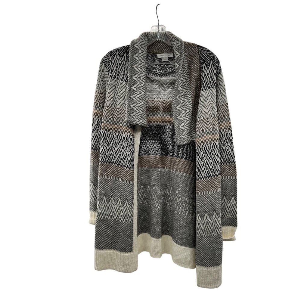 Christopher & Banks Knit Cardigan Open Front Multicolor Print Size Small